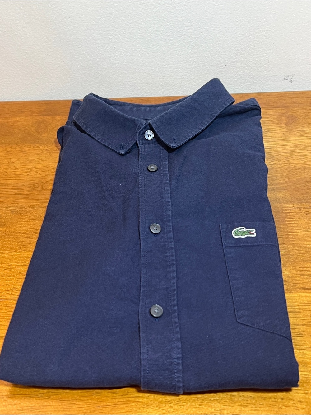 Lacoste Dark Navy Long-Sleeve Button-Down Shirt Size XL